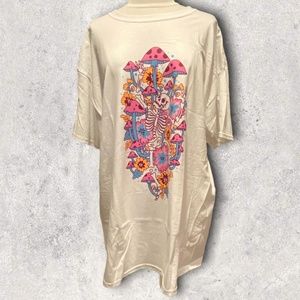 Skeleton, Mushrooms & Flowers T-Shirt